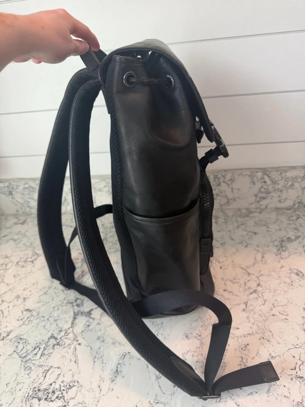 Coach Track Backpack Black leather gunmetal closures - Picture 8 of 16